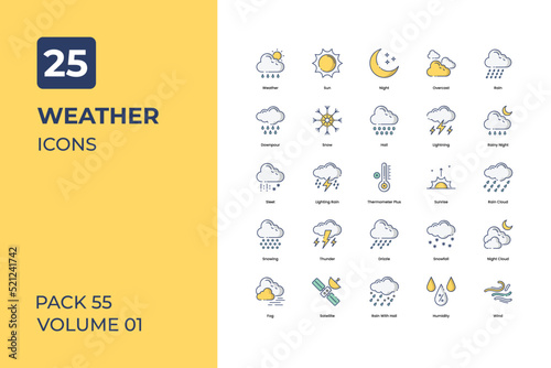 weather icons collection. Set contains such Icons as sunny, summer, winter, spring, and more