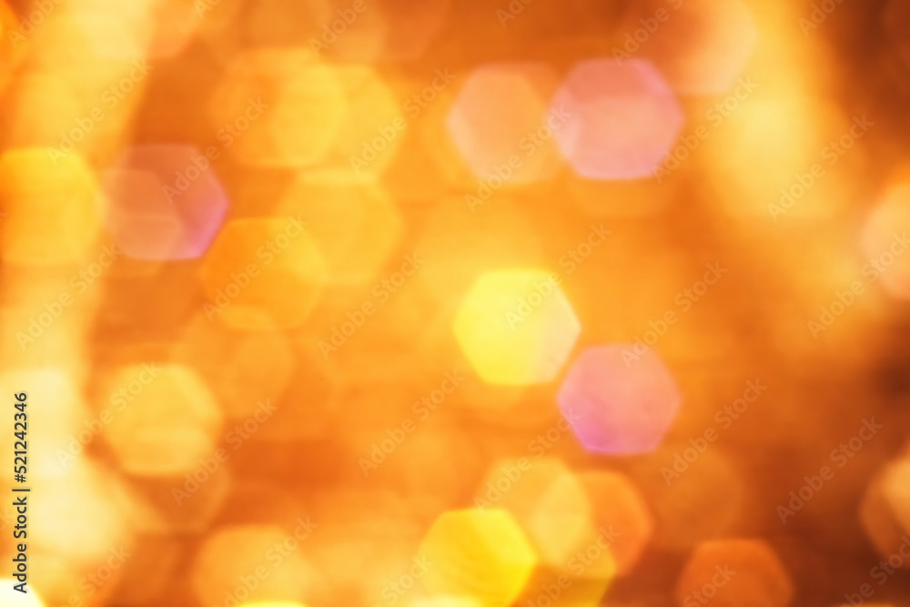 Fototapeta premium Orange background with hexagon bokeh
