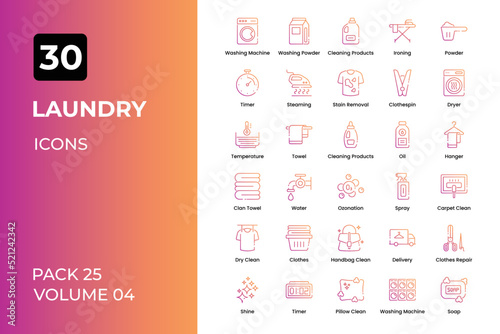 Laundry icons collection. Set contains such Icons as washing powder, washing machine, washing service, and more