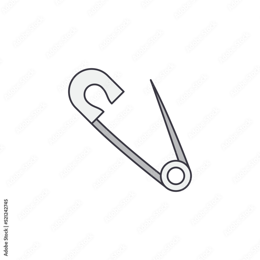 safety pins icon in color, isolated on white background safety pins icon in color, isolated on white background
