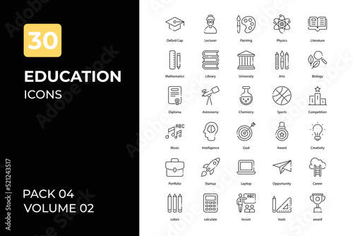 Education icons collection. Set contains such Icons as student, teacher, books, online education, and more