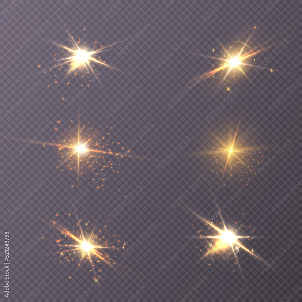 Set of bright gold stars with highlights. vector png Set of bright gold stars with highlights. vector png