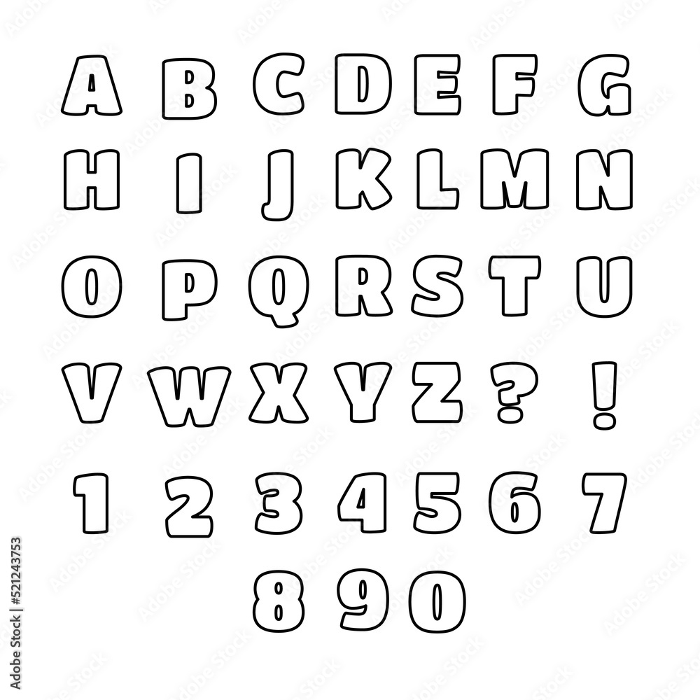 custom made wallpaper toronto digitalEnglish alphabet with numbers in a linear style. Vector illustration