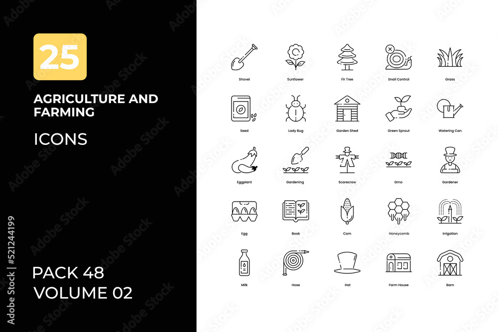 Agriculture and farming icons collection. Set contains such Icons as farmer, agriculture, village, and more