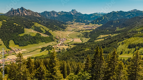 Beautiful alpine summer view at the famous Wannenjoch summit, Schattwald, Tannheim, Tyrol, Austria