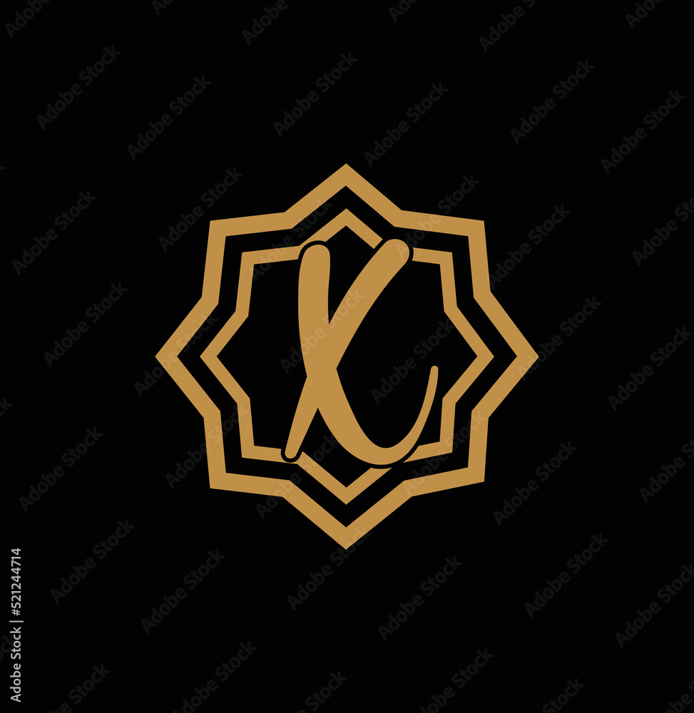 Letter X Gold Star Logo Vector in unique Style with Black Background Letter X Gold Star Logo Vector in unique Style with Black Background