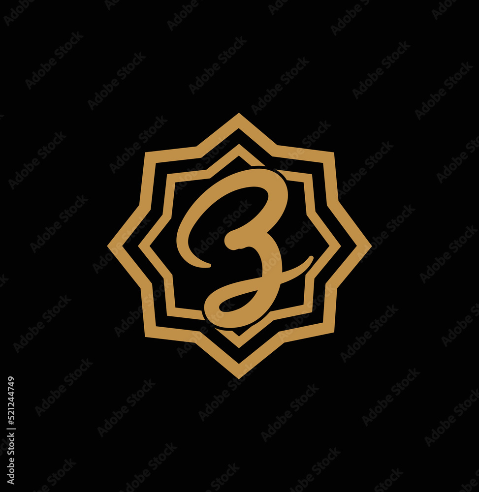 Letter Z Gold Star Logo Vector in unique Style with Black Background