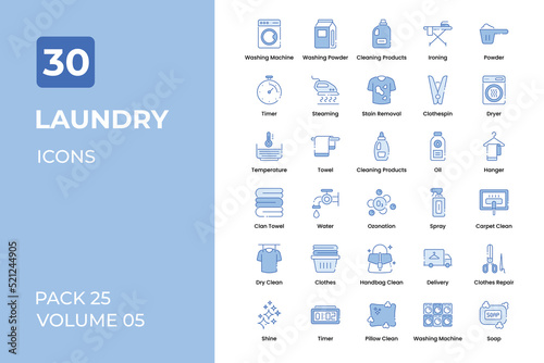 Laundry icons collection. Set contains such Icons as washing powder, washing machine, washing service, and more
