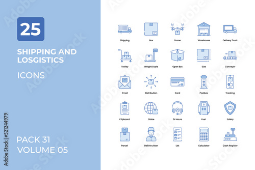 Shipping and Logistics icons collection. Set contains such Icons as delivery box, shipping truck, parcel, and more