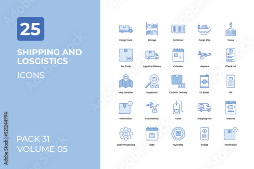 Shipping and Logistics icons collection. Set contains such Icons as delivery box, shipping truck, parcel, and more