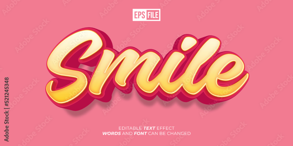 Editable text Smile 3d style text effect