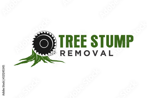 Stump grinding and removal logo design vector icon symbol