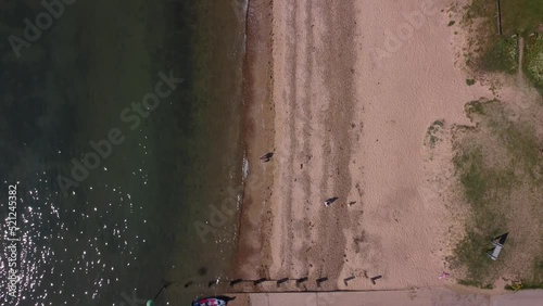 Vertical drone shot of Shoeburyness beach coastline photo