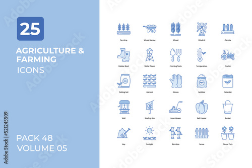 Agriculture and farming icons collection. Set contains such Icons as farmer, agriculture, village, and more