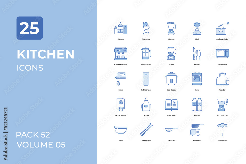 Kitchen icons collection. Set contains such Icons as fri pan, kitchen spoon, kitchen dish, and more