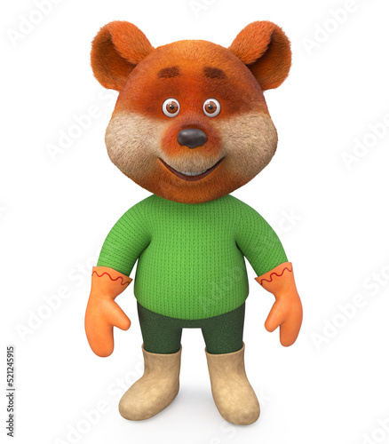 3d illustration brown bear toy
