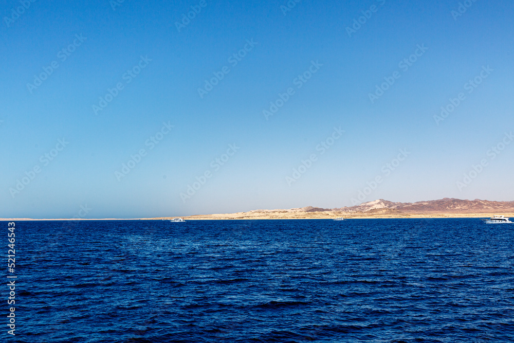 View to the shore near Sharm el Sheikh from the Red sea