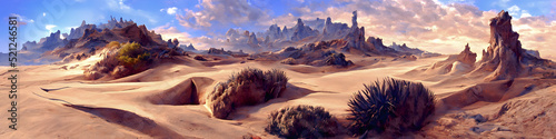 Artistic concept painting of a devastated land by climate change, background illustration.