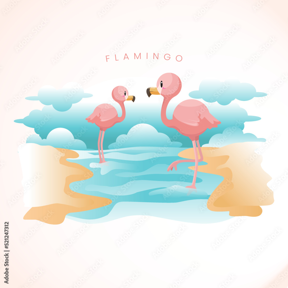 Obraz premium Flamingo on The Beach