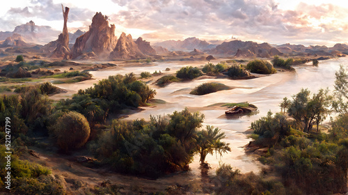 Artistic conception of beautiful landscape painting of nature, background illustration, tender and dreamy design.