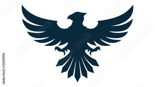 Coat of arms eagle. Dark bird logo on white background.