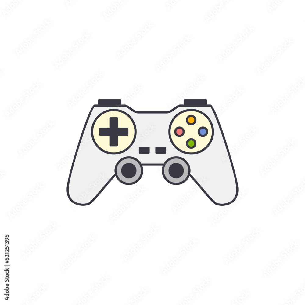 gamepad,  joystick icon in color, isolated on white background 