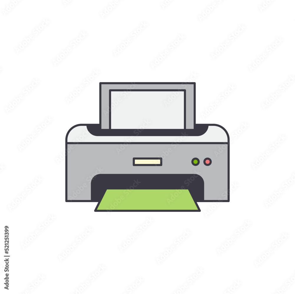 printer icon in color, isolated on white background printer icon in color, isolated on white background