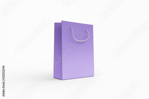 Purple paper bag mockup isolated on white background