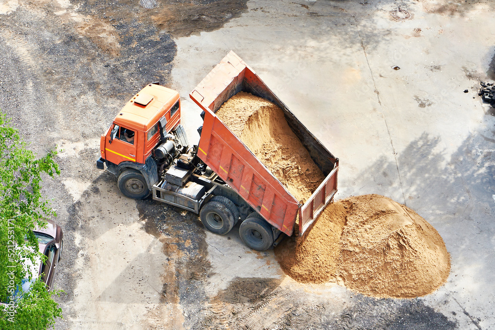 Truck dump truck sand