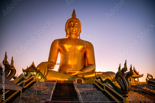 Big Buddha during sunset at Wat Muang in Ang Thong, Thailand © pierrick