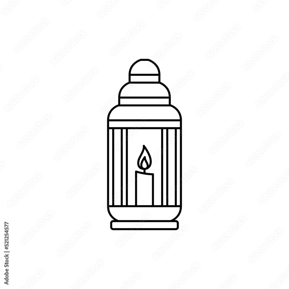 candle in lantern icon in line style icon, isolated on white background candle in lantern icon in line style icon, isolated on white background