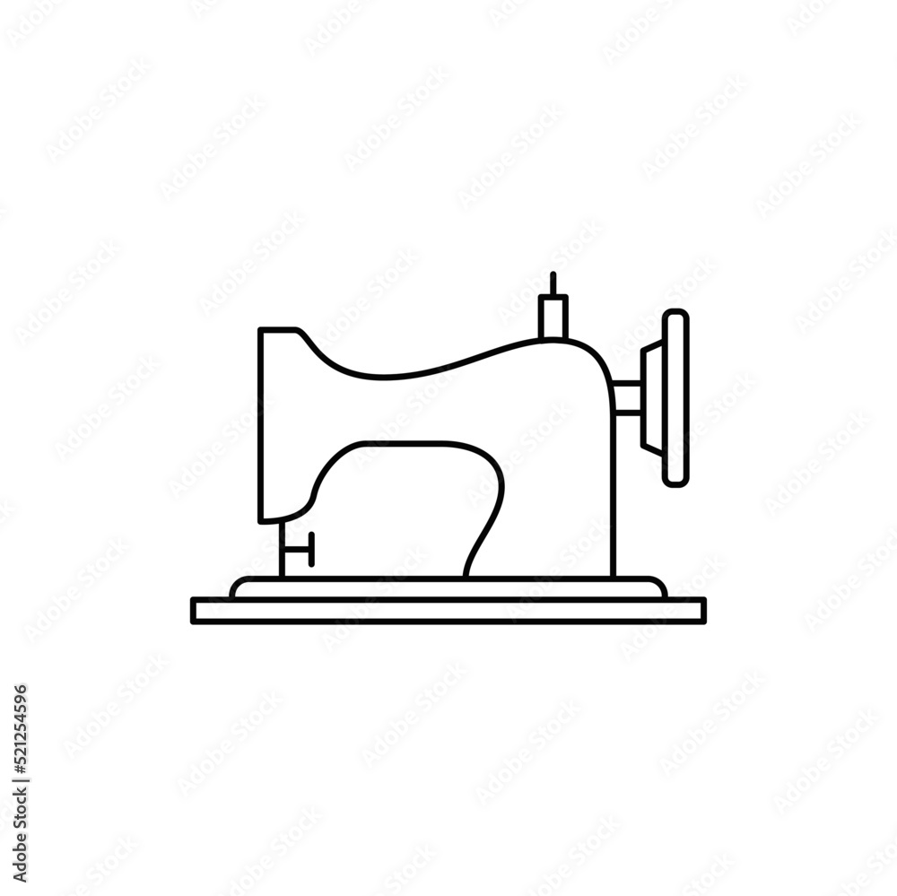 Sewing machine icon in line style icon, isolated on white background
