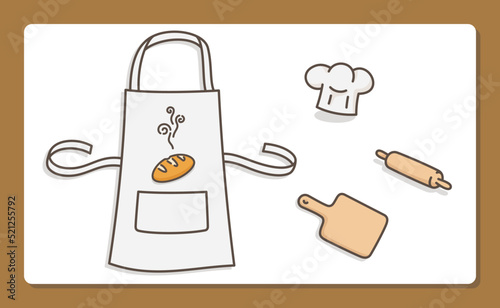 bread making equipment kawaii doodle flat cartoon vector illustration