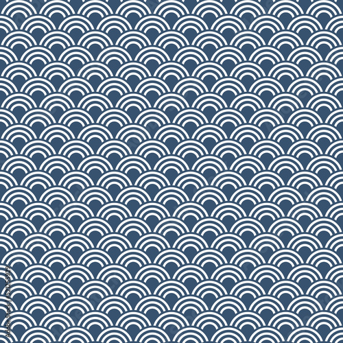 Circle Seamless pattern. Blue carp fish scales pattern illustration Japanese. Boys' Festival. Koinobori. Seamless fish scales pattern. Neutral Print.