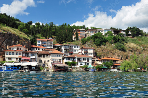 Water front of Ohrid, Macedonia.  Photo taken from the lake. © RandiGrace