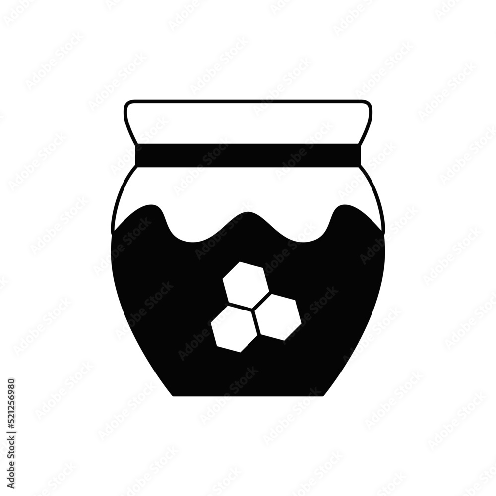 Honey icon in black flat glyph, filled style isolated on white background Honey icon in black flat glyph, filled style isolated on white background