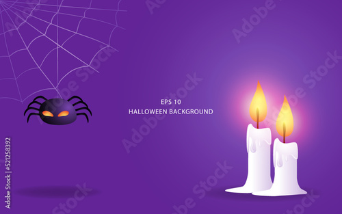 Scary spider and candle lights for halloween