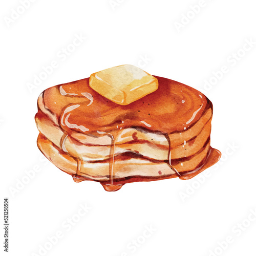 Watercolor of butter pancakes vector design