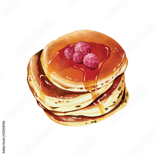 Watercolor of berry pancake vector design