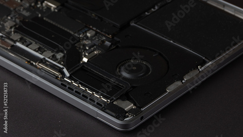 Internal Laptop Parts Close-up Cooler Spare Parts Repair Appliances