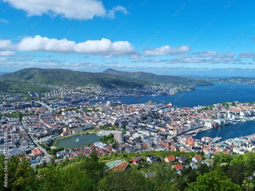 Overview photo of Bergen City center in the summer of 2022