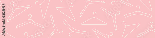 fashon, apparel banner with different cloth hanger - vector illustration