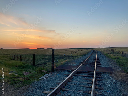 Train tracks at Sunset in the Country in California