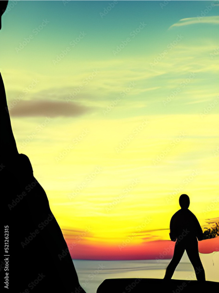 silhouette of a person on the hill
