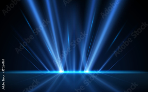 Abstract blue light rays background photo