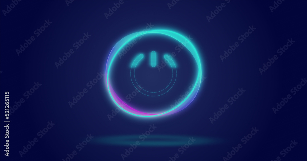 Image of processing circle and on button over navy background Image of processing circle and on button over navy background