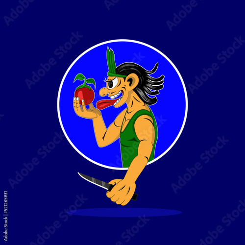 illustration of people and fruit symbols, suitable for screen printing clothes, posters, children's books, and etc