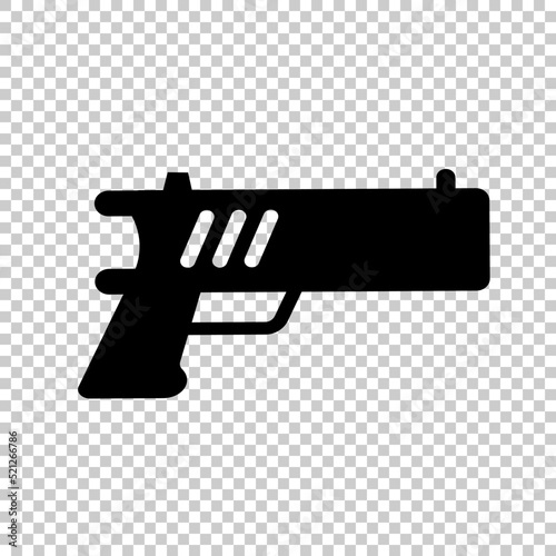 Gun silhouette icon isolated on transparent background. Pistol and gunfight. Vector.