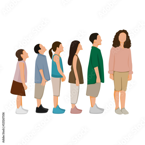 children illustration set design with different height