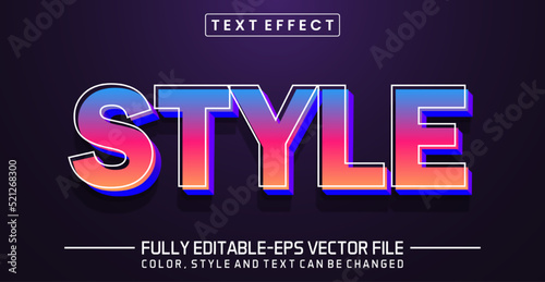 Style Text in Colorful Retro Style with Glowing Neon Effect
